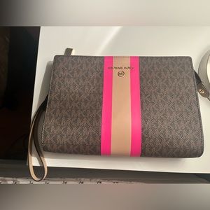 Michael Kors Medium Logo Stripe Zip Pouch